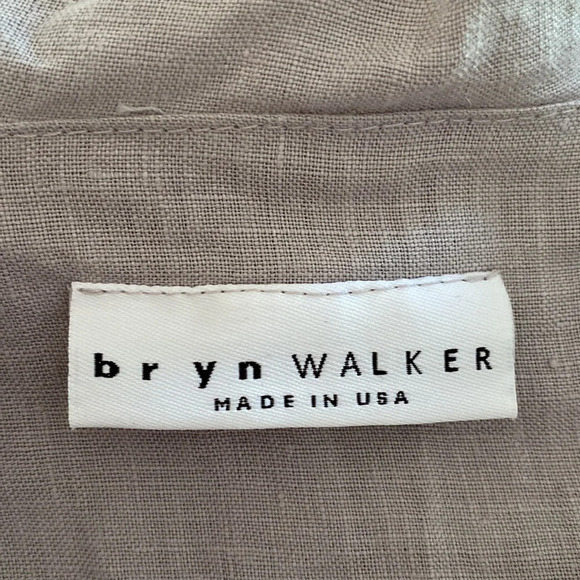 bryn WALKER Linen V-Neck Flutter Bell Sleeve Top Muted Clay Gray Boxy Lagenlook - Picture 6 of 7